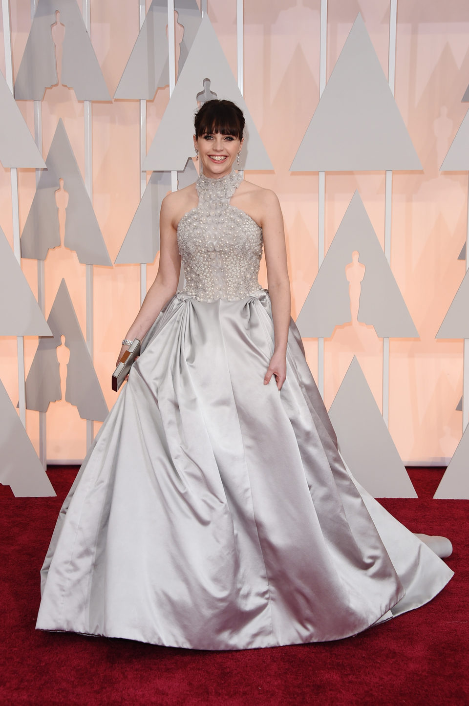 Felicity Jones at the Oscars Awards 2015 red carpet