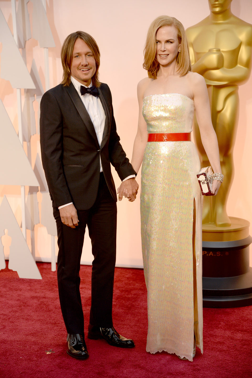 Nicole Kidman next to his husband Keith Urban at the Oscars Awards 2015 red carpet