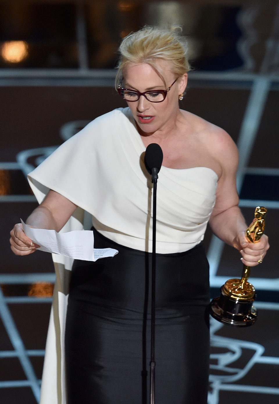 Patricia Arquette receives the Best Actress in a Supporting Role Oscar Award