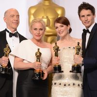 The four winning actors at the Oscars 2015 pose together