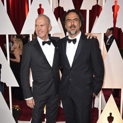 Michael Keaton and Alejandro González Iñárritu in the Oscar 2015 red carpet