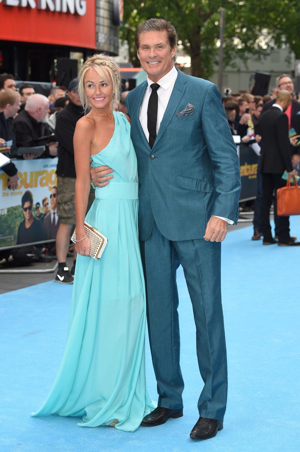 Hayley Roberts and David Hasselhoff at the 'Entourage' premiere in London