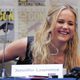 Jennifer Lawrence laughing at the press conference in Comic-Con 2015