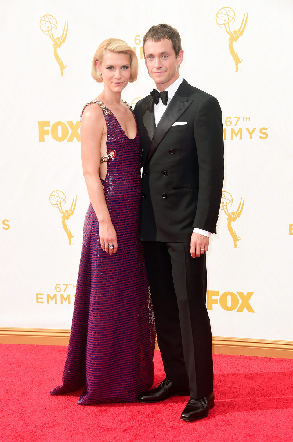 Claire Danes, Hugh Dancy at the 2015 Emmy awards red carpet