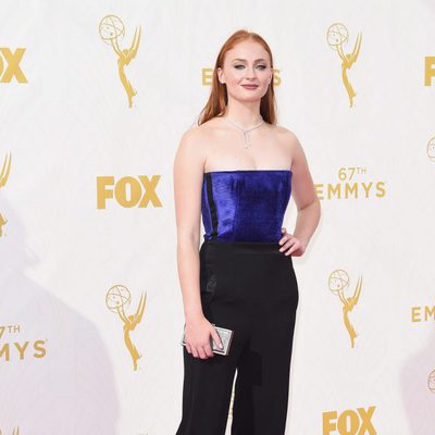 Sophie Turner at the 2015 Emmy awards red carpet