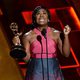 Uzo Aduba receiving the 2015 Emmy Award