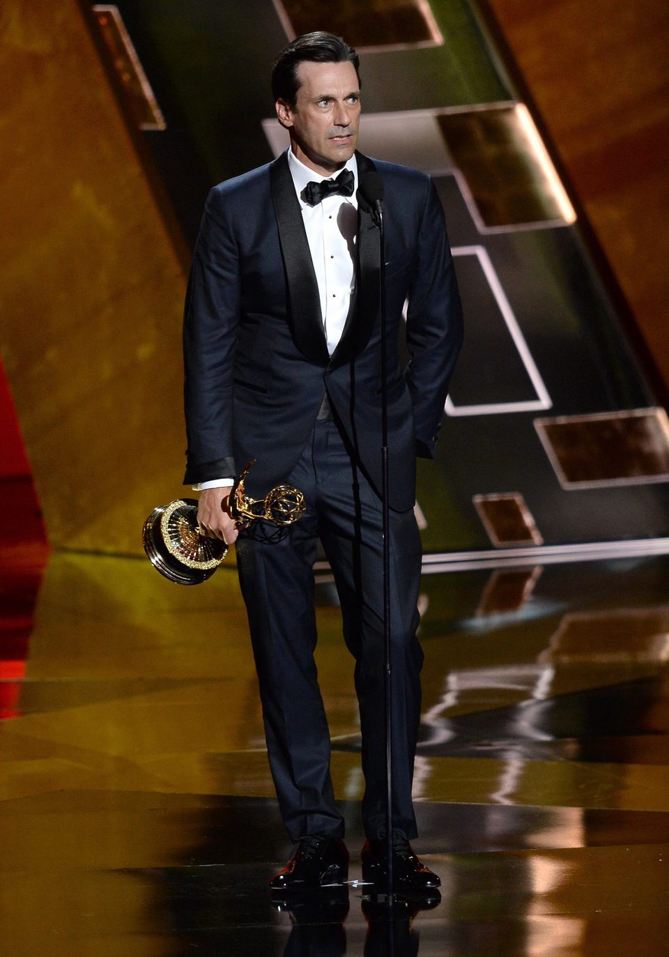 Jon Hamm receiving the 2015 Emmy Award