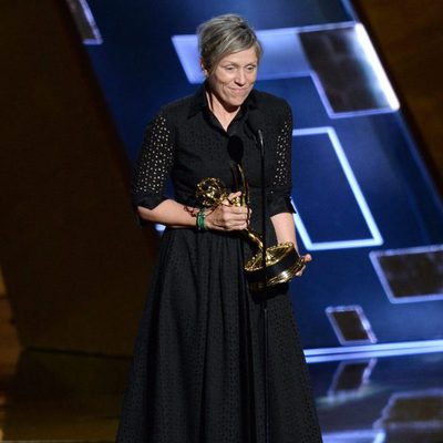 Frances McDormand receiving the 2015 Emmy Award