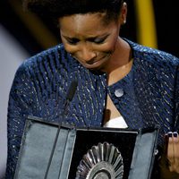 Yordanka Ariosa receives the Silver Shell for Best Actress for the film 'El rey de la Habana (The King of Havana)' during the closing ceremony red carpet o