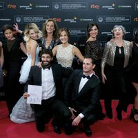 Manuela Velles, Vero Moral, Leticia Dolera, Consuelo Trujillo, Paula Ortiz, Luisa Gavasa, Inma Cuesta, Alex Garcia and Asier Etxeandia attend the red carpe