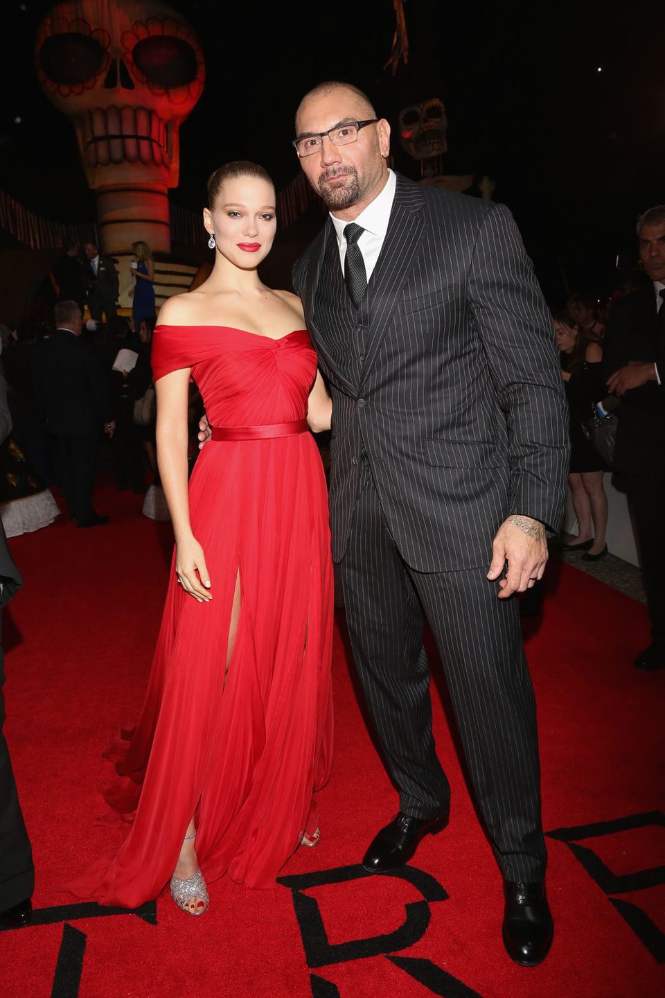 Dave Bautista and Lea Seydoux in the 'Spectre' Premiere in Mexico