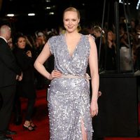 Gwendoline Christie posing in 'The Hunger Games: Mockignjay - Part 2' London premiere red carpet