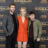 Liam Hemsworth, Jennifer Lawrence and Josh Hutcherson present 'The Hunger Games: Mockingjay - Part 2' in Madrid