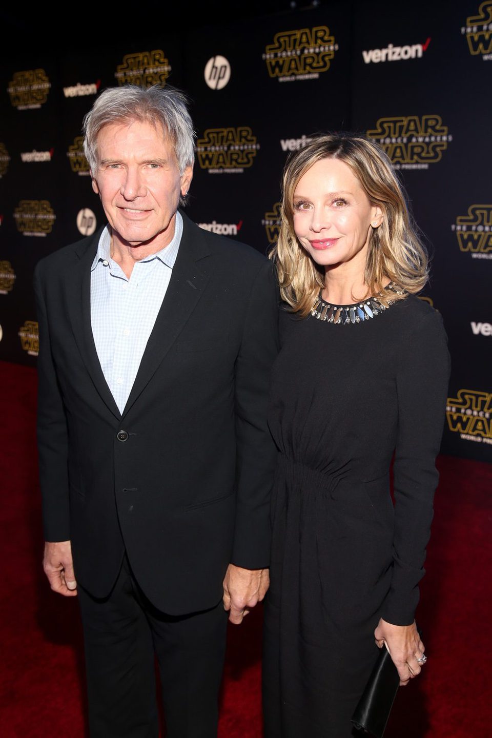 Harrison Ford and his wife in the 'Star wars: The Force Awakens' premiere