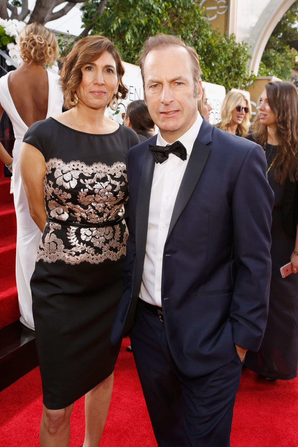 Bob Odenkirk and wife Naomi at the 2016 Golden Globes red carpet