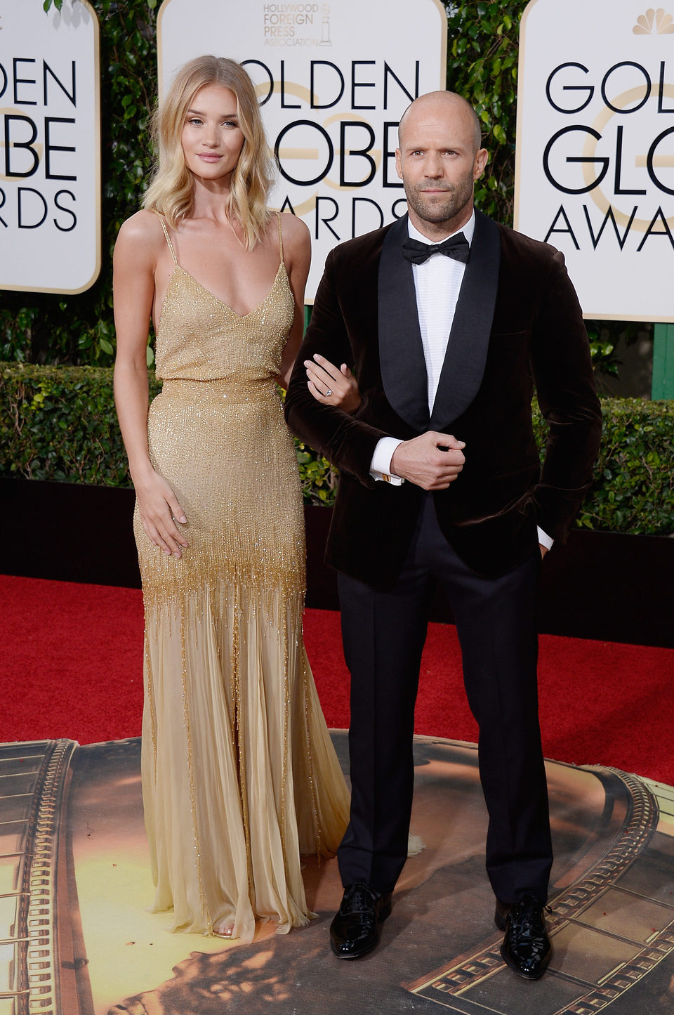 Jason Statham and Rosie Huntington-Whiteley at the 2016 Golden Globes red carpet