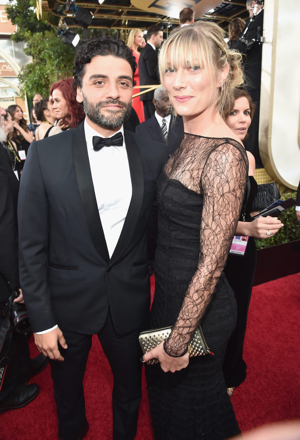 Oscar Isaac and Maria Miranda at the 2016 Golden Globes red carpet