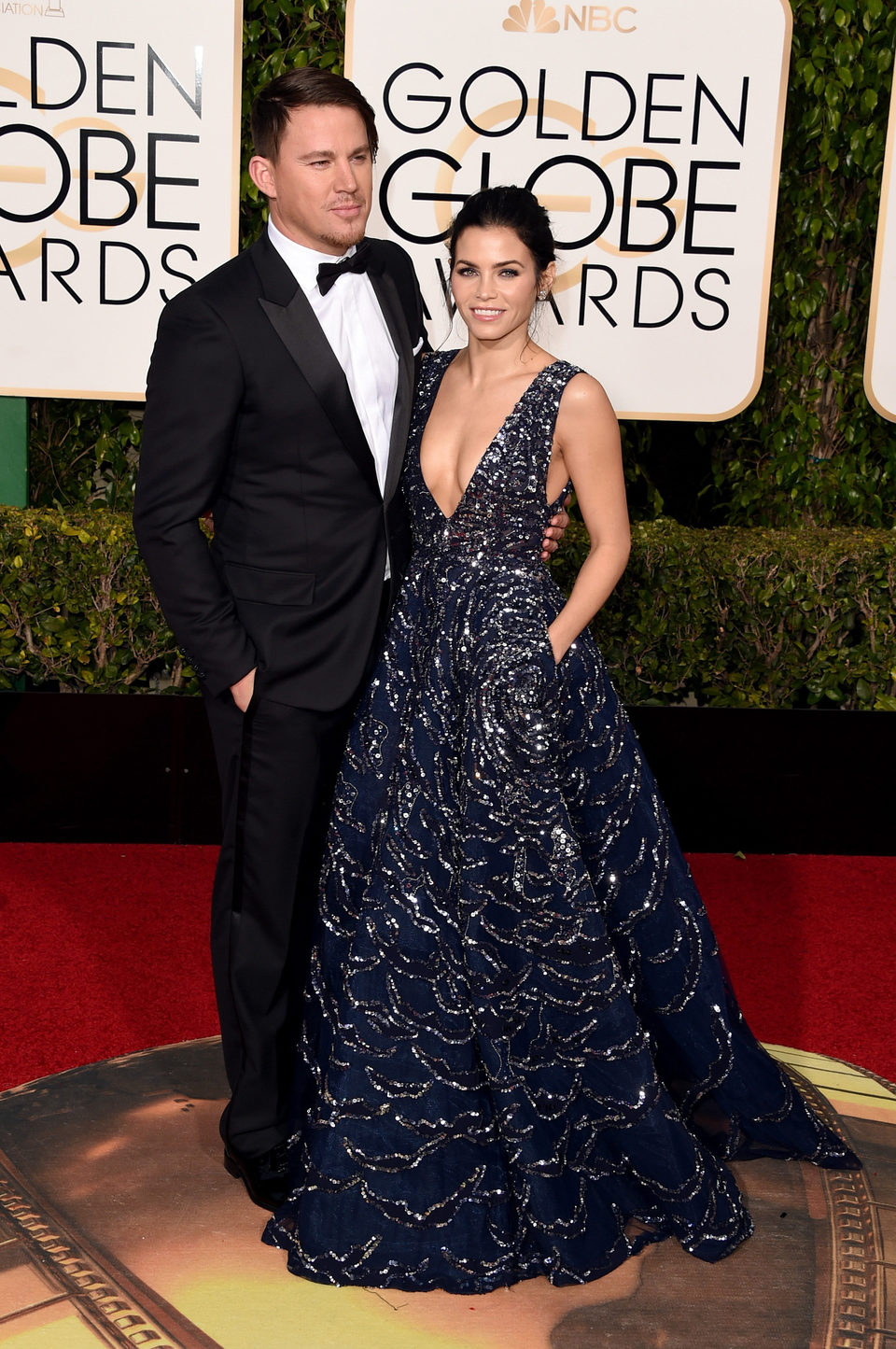 Channing Tatum and Jenna Dewan Tatum at the 2016 Golden Globes red carpet