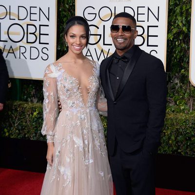 Jamie Foxx and Corinne Foxx at the 2016 Golden Globes red carpet