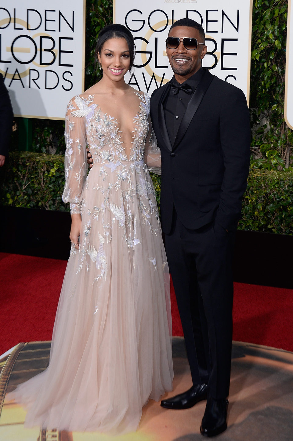 Jamie Foxx and Corinne Foxx at the 2016 Golden Globes red carpet