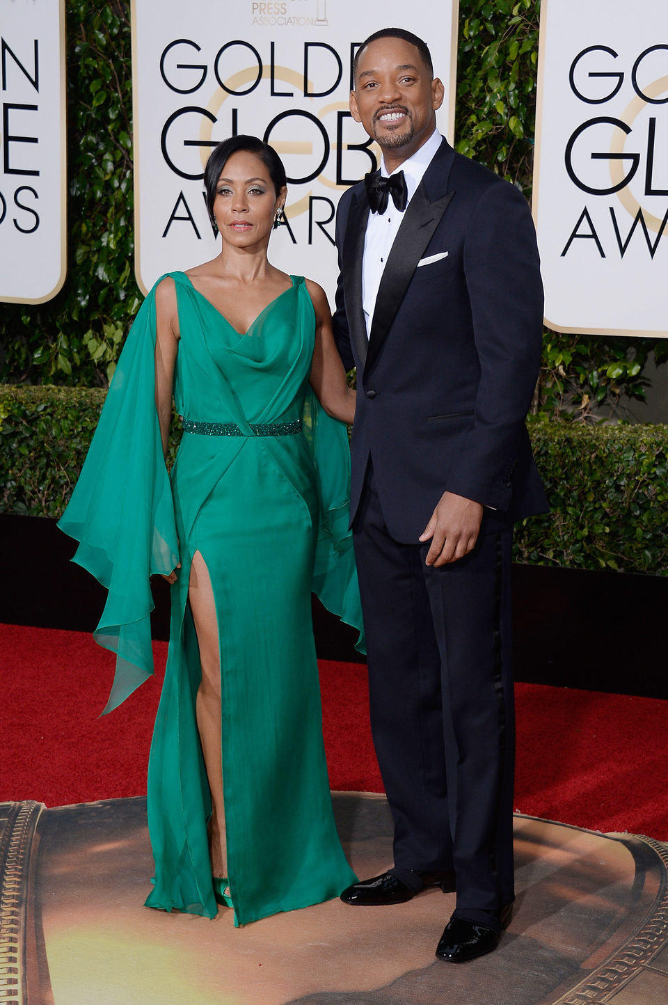 Will Smith and Jada Pinkett Smith at the 2016 Golden Globes red carpet