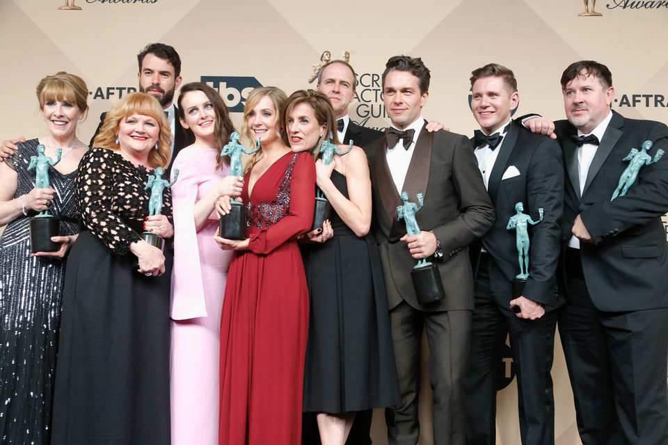 The 'Downton Abbey' cast with their awards at the SAG Awards 2016