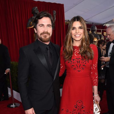 Christian Bale and Sibi Blazic in red carpet of SAG Awards 2016.