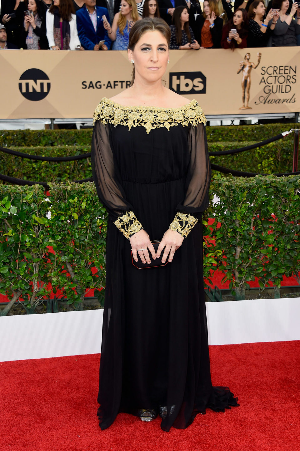 Mayim Bialik at the SAG Awards 2016 red carpet