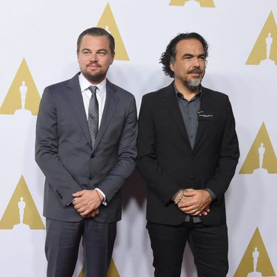 Leonardo DiCaprio and Alejandro González Iñárritu at the Oscar 2016 nominees luncheon