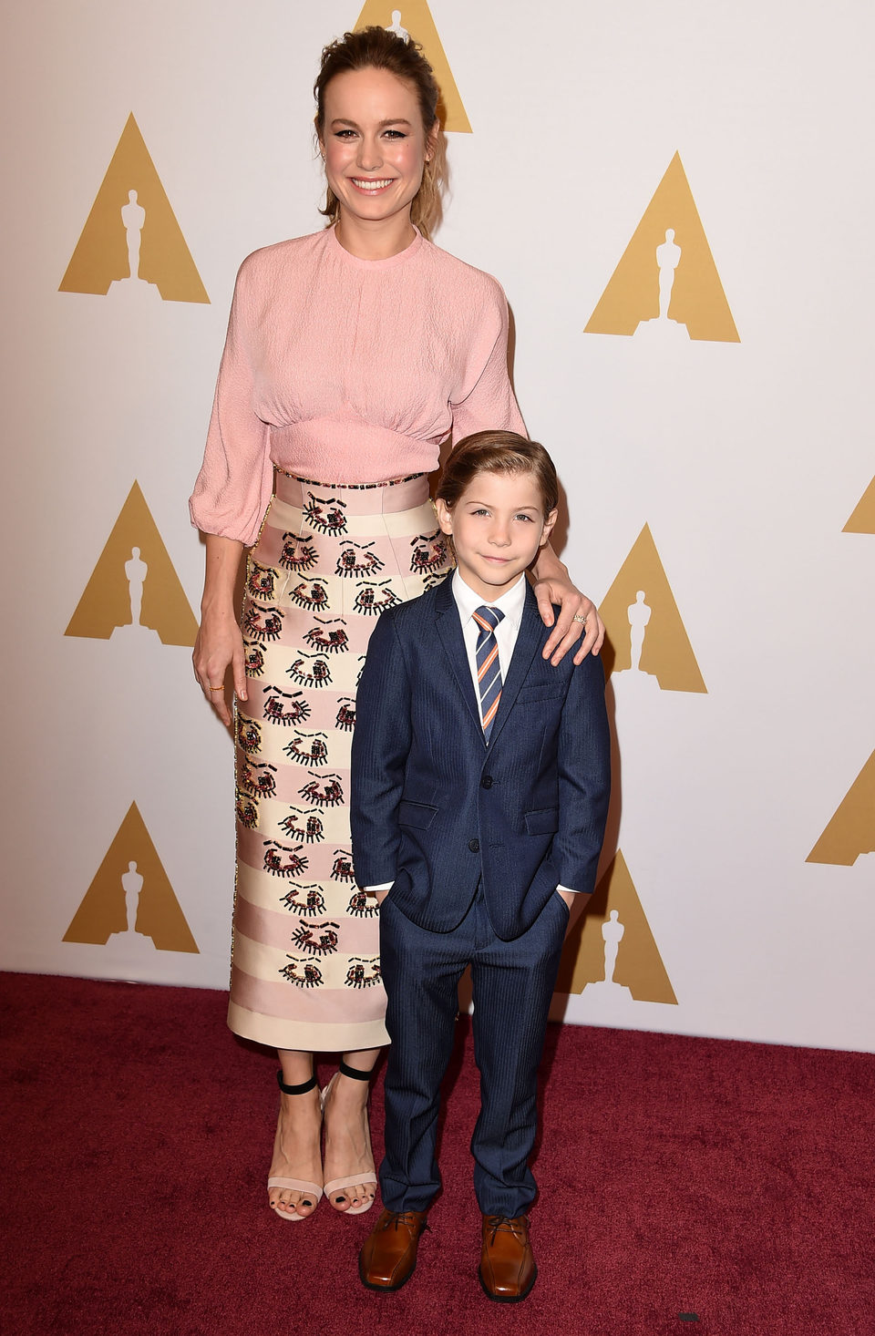 Brie Larson and Jacob Tremblay at the Oscar 2016 nominees luncheon