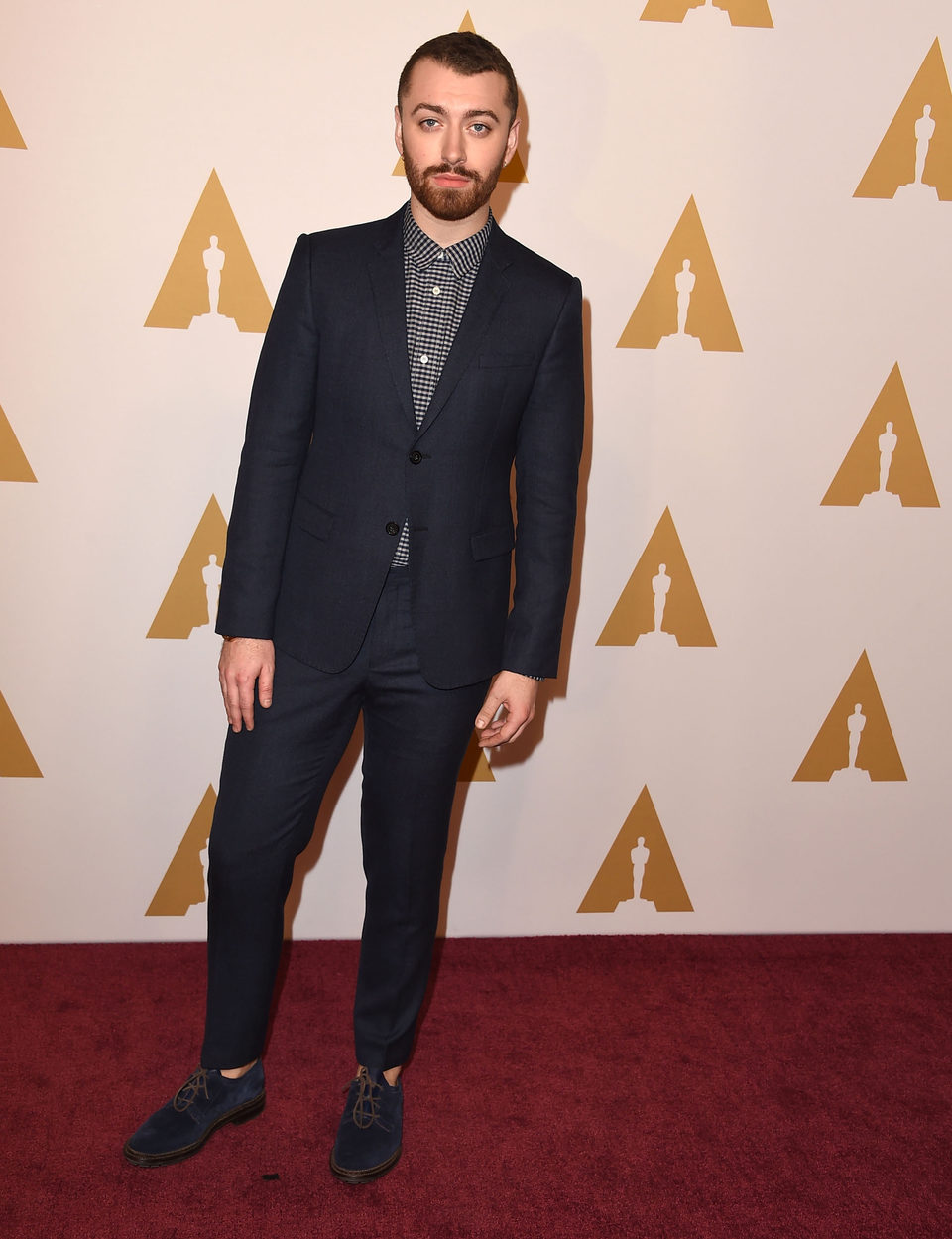 Sam Smith at the Oscar 2016 nominees luncheon