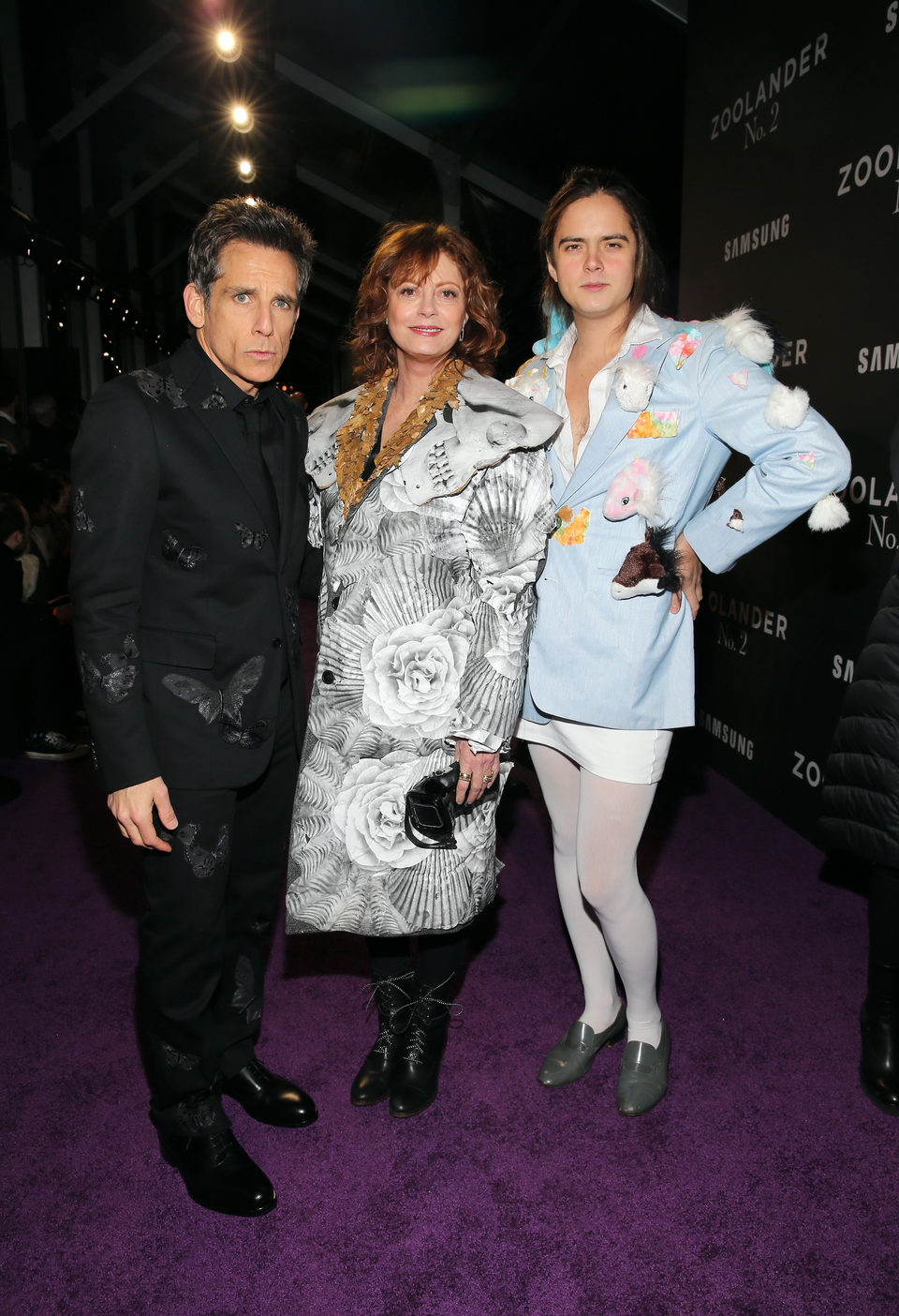 Ben Stiller, Susan Sarandon and her son at the 'Zoolander 2' premiere