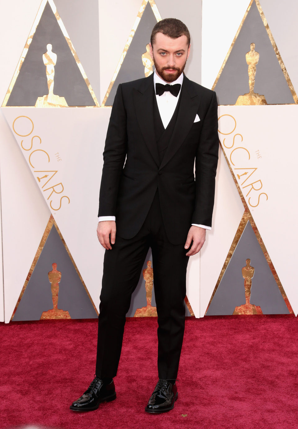 Sam Smith at the Oscars 2016 red carpet