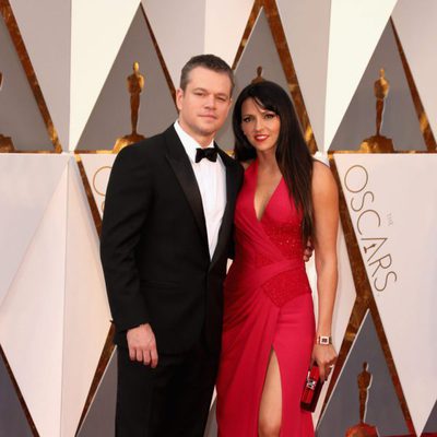 Matt and Luciana Damon at the Oscars 2016 red carpet