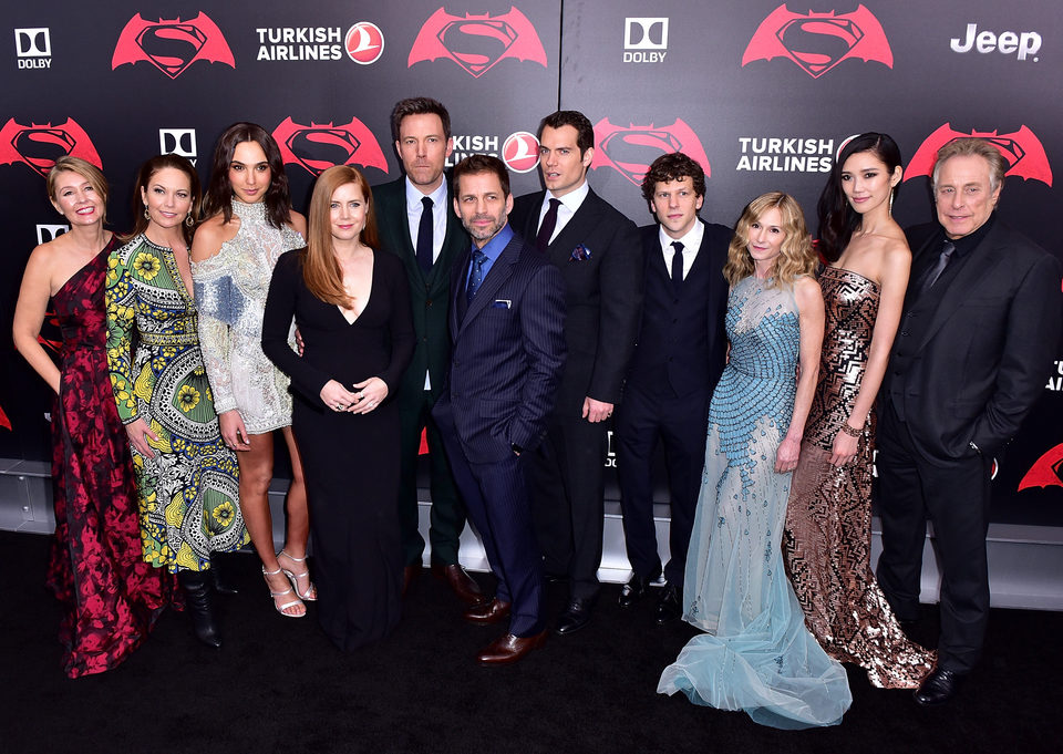 Main cast and crew of 'Batman v Superman' poses together at the premiere in New York