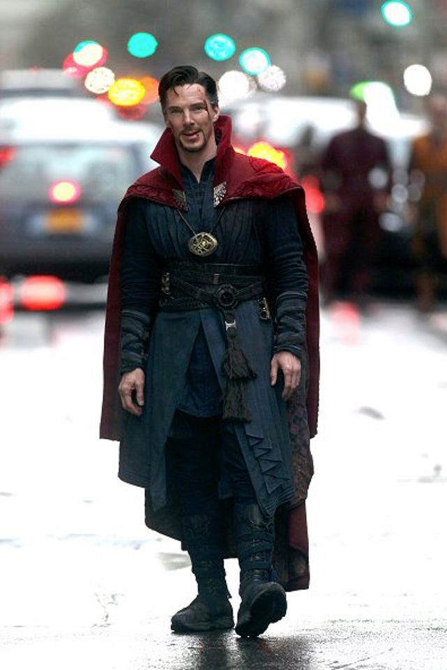 Benedict Cumberbatch smiling in 'Doctor Strange' shooting