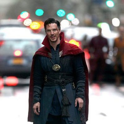 Benedict Cumberbatch smiling in 'Doctor Strange' shooting