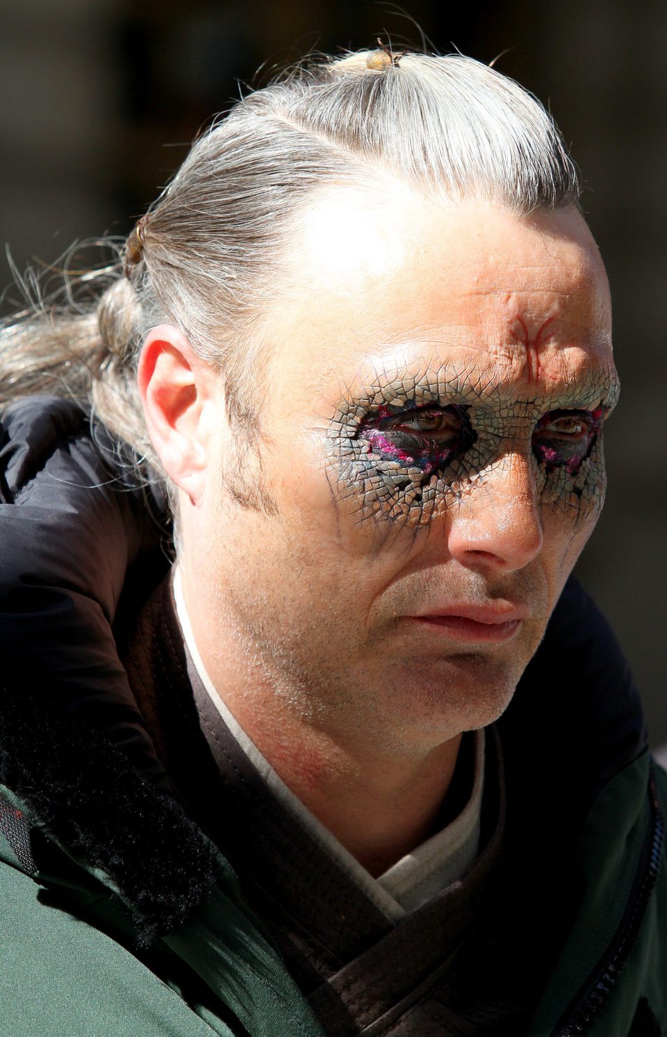 Close-up of Mads Mikkelsen's eyes makeup in 'Doctor Strange'