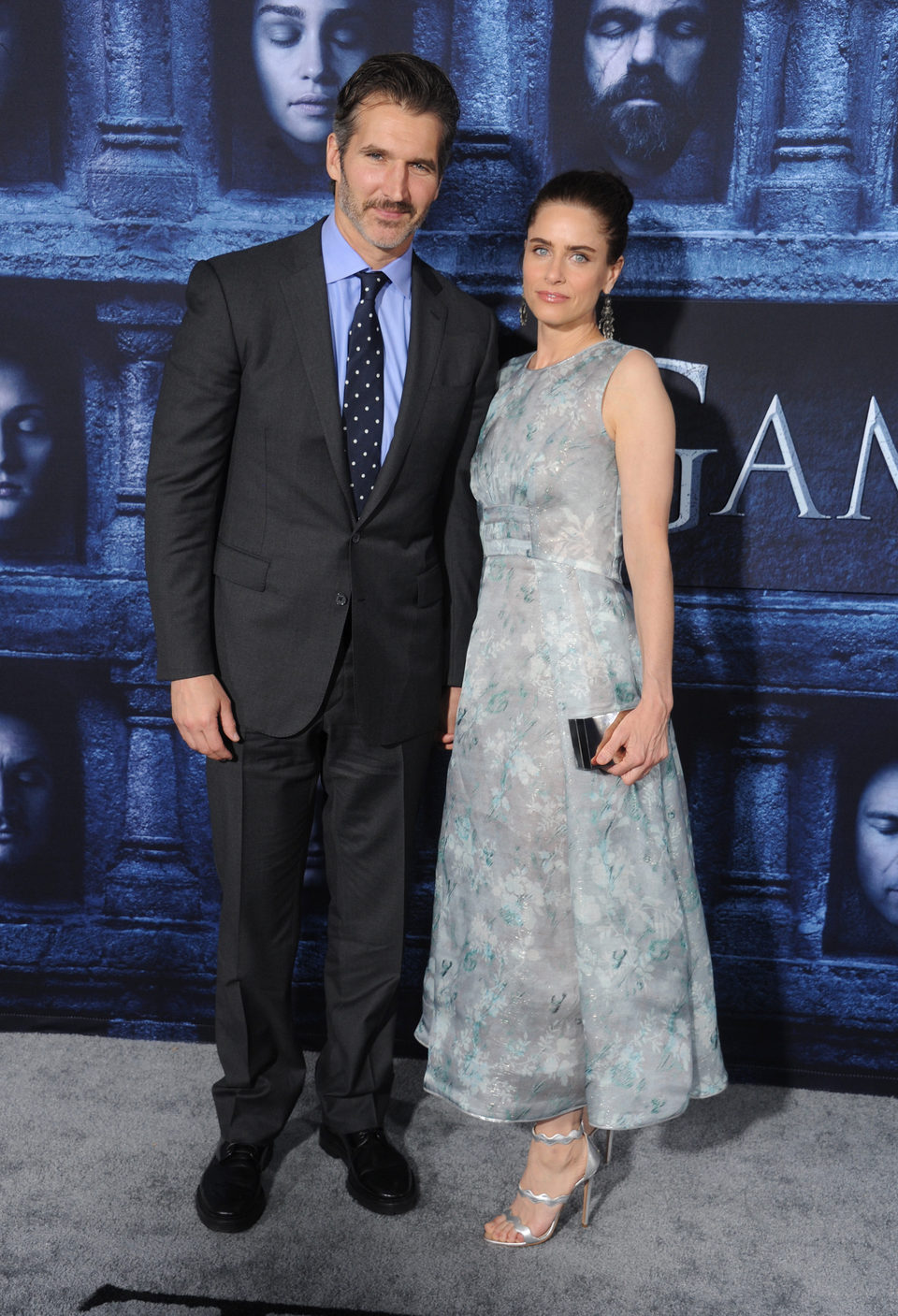 Amanda Peet and David Benioff at the premiere of 'Game of Thrones' Season Six