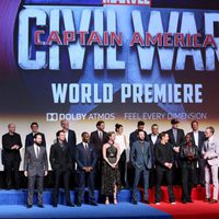 Part of the main cast of 'Captain America: Civil War' poses together in its World premiere