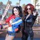 Harley Quinn and Black Widow Cosplay attend the Comic-Con International 2016