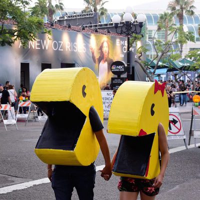 Pac-Man Cosplay attend the Comic-Con International 2016