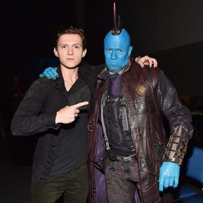 Tom Holland with a customizer Michael Rooker