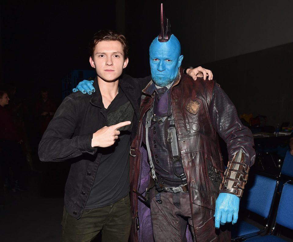 Tom Holland with a customizer Michael Rooker