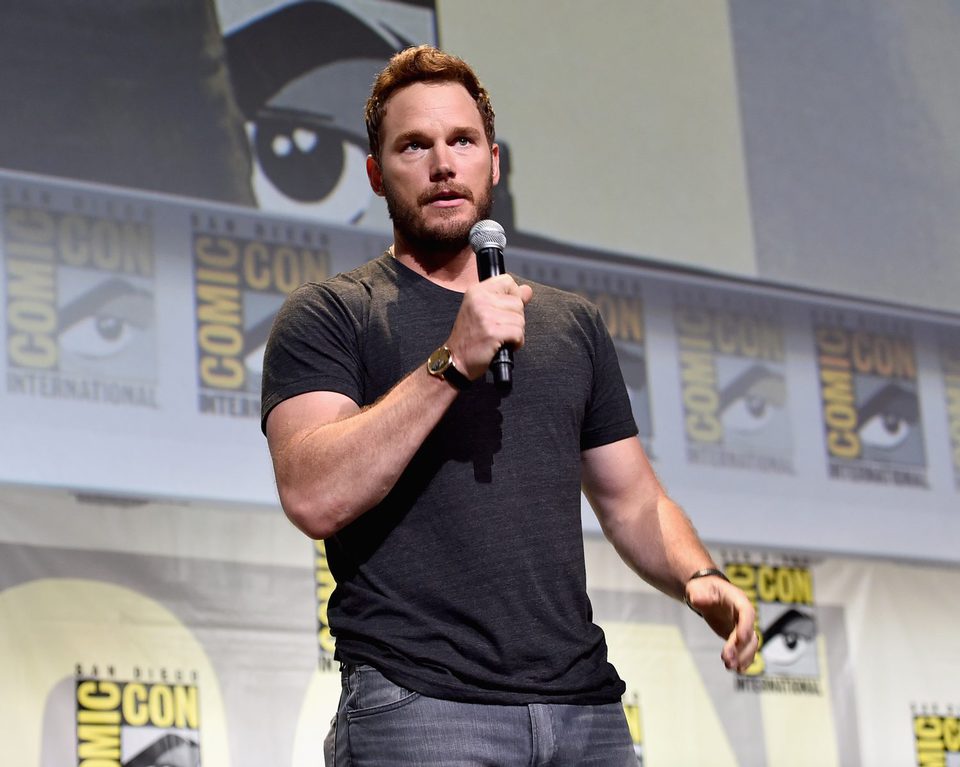 Chris Pratt talking during Marvel's panel