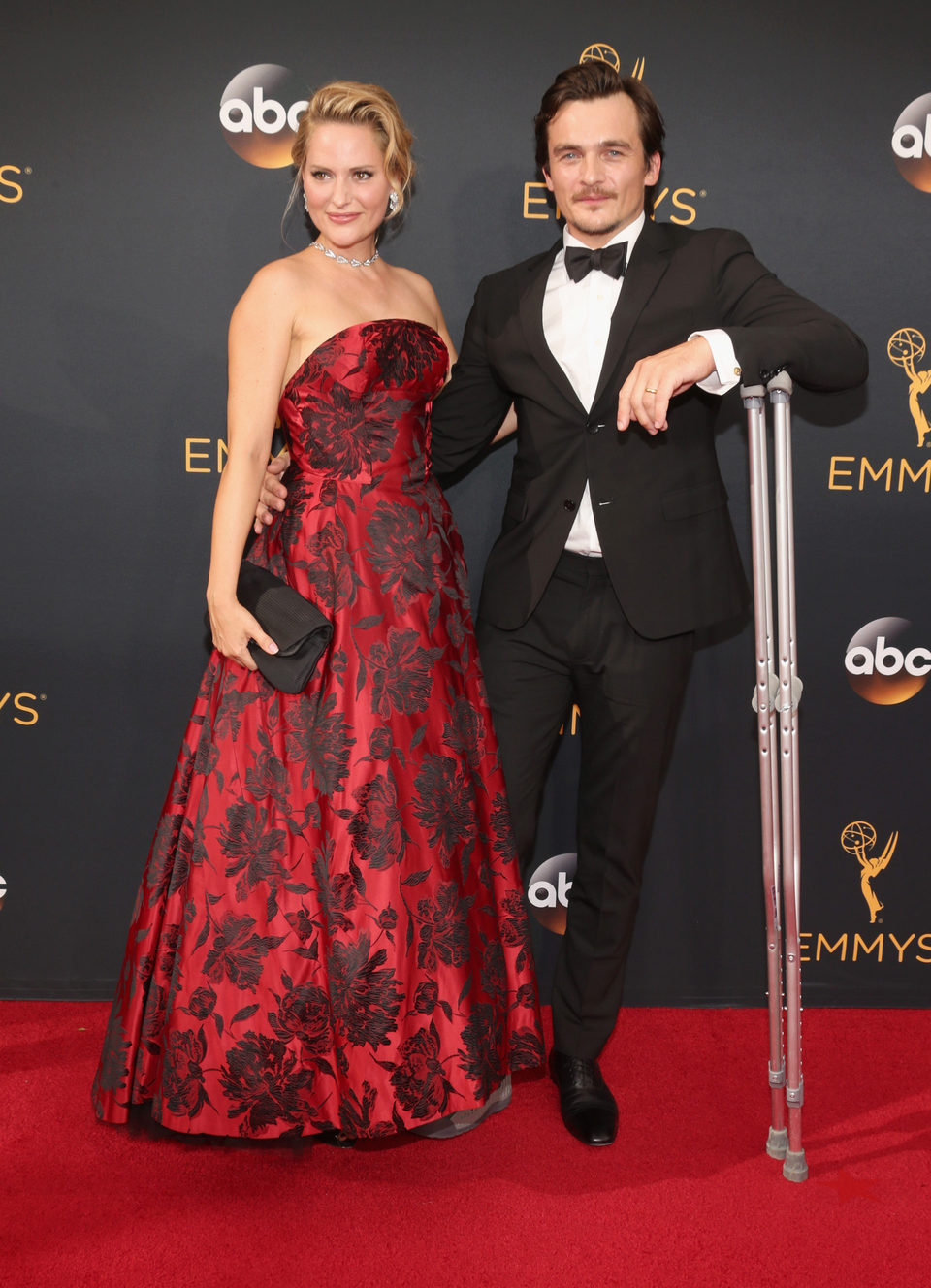 Rupert Friend and Aimee Mullins at Emmys 2016 red carpet