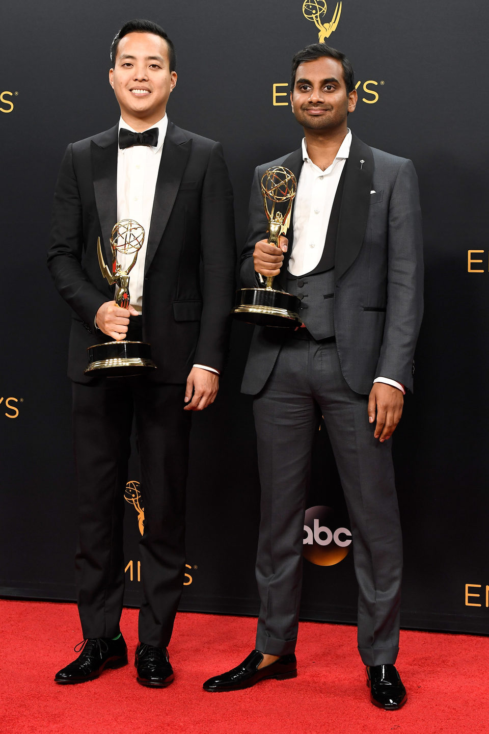 Aziz Ansari and Alan Yang after Emmys 2016