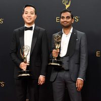 Aziz Ansari and Alan Yang after Emmys 2016