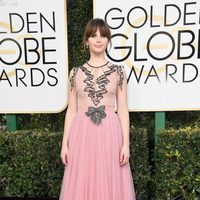 Felicity Jones at Golden Globes 2017 red carpet