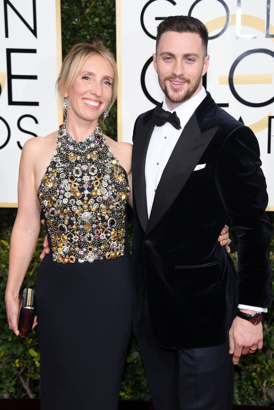 Aaron, Sam Taylor-Johnsons at the 2017 Golden Globes red carpet